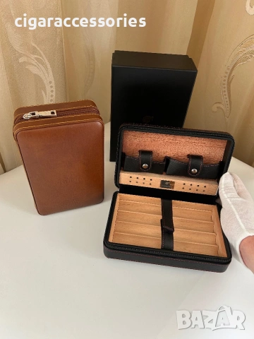 Cohiba преносим хумидор за 4 пури – кедър, кафяв/черен, снимка 2 - Табакери - 54190579