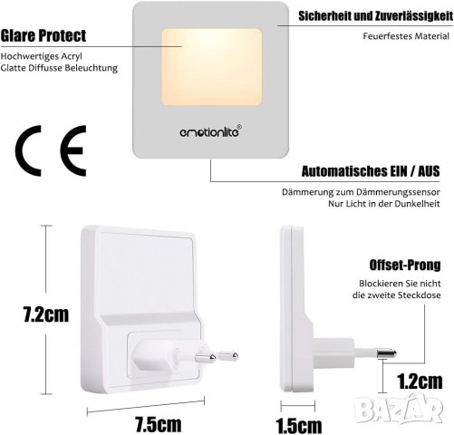 LED нощна светлина със сензор комплект от 2 броя ELN-066, снимка 6 - Друга електроника - 42820471