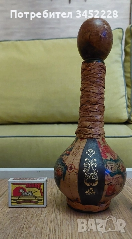 бутилка винтидж обвита с кожа Италия за колекционери , снимка 7 - Антикварни и старинни предмети - 52713049