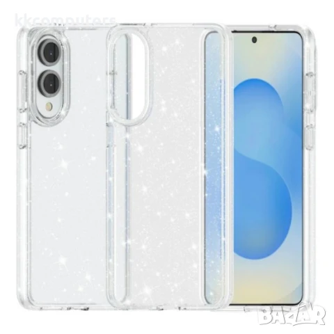 Силиконов кейс Shine 2 mm брокатен и Протектор За Samsung Galaxy S25 Edge, Прозрачен