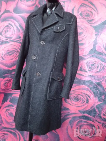 Тъмно Сиво дамско палто манто Чиста вълна ХЛ , снимка 9 - Палта, манта - 49461108