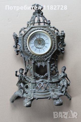 СТАР бронзов каминен часовник -механичен, снимка 1 - Антикварни и старинни предмети - 40479991