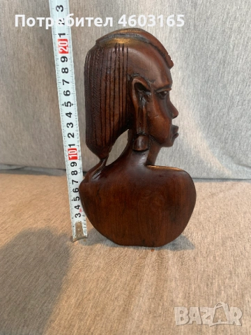 Стара резбована дървена статуя на глава, снимка 3 - Статуетки - 53223562