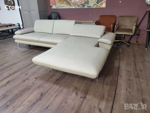 ПРОМОЦИЯ!!!Кремав кожен ъглов диван с ел. лежанка Dieter Knoll Arzona, снимка 3 - Дивани и мека мебел - 52830152