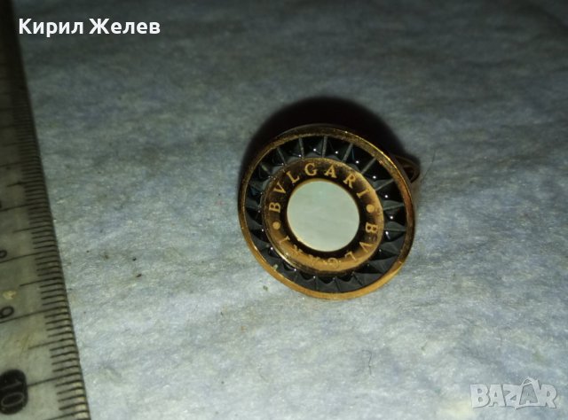 BVLGARI ПОЗЛАТЕН МАРКОВ СЕДЕФЕН АРТ ПРЪСТЕН БУЛГАРИ от БЛАГОРОДНА НЕРЪЖДАЕМА СТОМАНА 38916, снимка 4 - Пръстени - 42082394