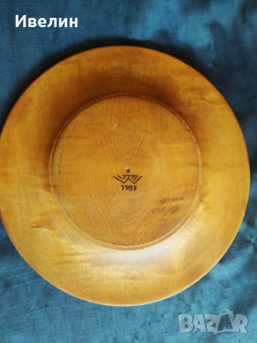 стара дървена чиния за стена, снимка 3 - Антикварни и старинни предмети - 29291555