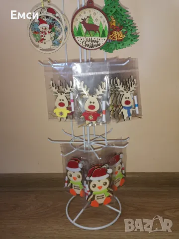 дървени коледни фигурки -елен,пингвин,елхи,3д топки, снимка 6 - Декорация за дома - 47886742