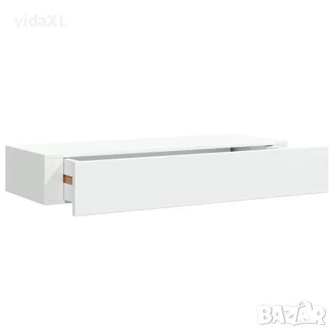 vidaXL Стенен рафт с чекмедже, бял, 60x23,5x10 см, МДФ（SKU: 330255）