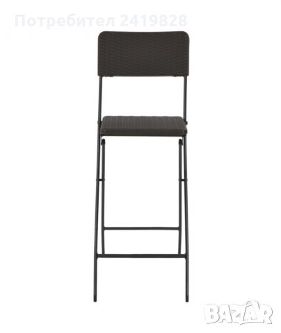 Сгъваеми бар столове, 2 бр, HDPE и стомана, кафяви, ратанов вид, снимка 2 - Столове - 35174947