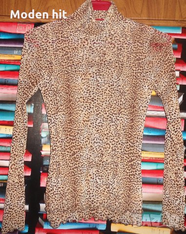 Поло от еластичен тюл - леопардов принт