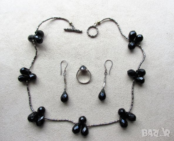 Сребърен комплект колие , пръстен и обеци, снимка 5 - Бижутерийни комплекти - 40801854