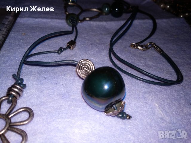 МОДНО АРТ ХЕНД - МЕЙД КОЛИЕ ПОСРЕБРЕНО ФЛОРАЛНО ЦВЕТНО СТЪКЛО КРАСИВО 34705, снимка 12 - Колиета, медальони, синджири - 39141629