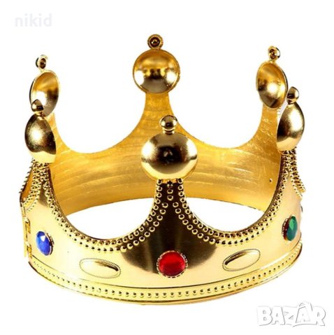 детска царска кралска корона златиста пластмасова с цветни камъни костюм, снимка 2 - Други - 42784783