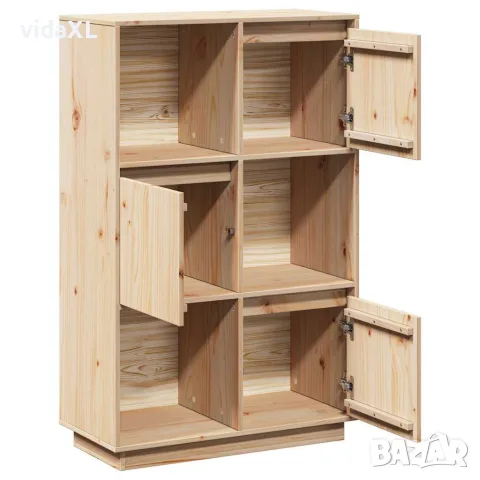 vidaXL Висок шкаф, 74x35x117 см, борово дърво масив, снимка 7 - Бюфети - 56147935