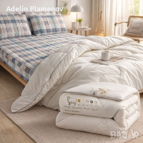 Капитониран чаршаф от нетъкана материя 1,80 x 2,00 м + 2 калъфки + Подарък Зимен юрган с овча вълна , снимка 3 - Спално бельо - 53353311