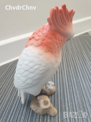 Royal Dux Bohemia статуетка 18см/Роял Дюкс Бохемия стара порцеланова фигура на папагал, снимка 4 - Статуетки - 49620969