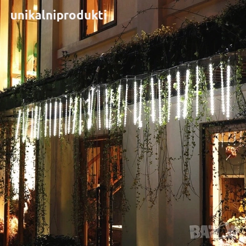 НОВО Падащ сняг коледни лампички снежно сини 3м х 50см 8бр. с функция стичаща светлина , снимка 2 - Лед осветление - 52678861