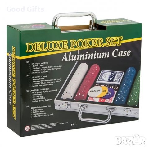 Комплект за покер в алуминиево куфарче , 200 чипа, снимка 2 - Други игри - 39189505