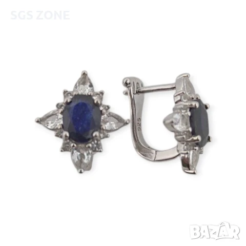 СРЕБЪРНИ ОБЕЦИ СЪС САПФИР, РУБИНИ ИЛИ ИЗУМРУД , снимка 4 - Обеци - 51104047