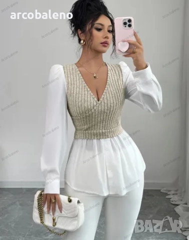 Елегантна дамска риза с дълъг ръкав с пачуърк, 3цвята , снимка 11 - Ризи - 51465012