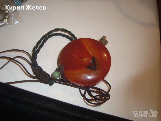 ОГРОМЕН НАТУРАЛЕН КАРНЕОЛ АРТ МЕДАЛЬОН БИЖУ 6837, снимка 12 - Колиета, медальони, синджири - 30652718