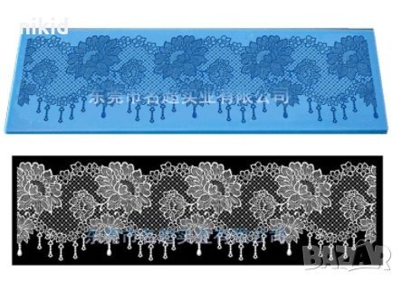 Фина мрежа с едри цветя голяма дантела борд силиконов молд форма за украса торта с фондан гъмпейст, снимка 2 - Форми - 30447745