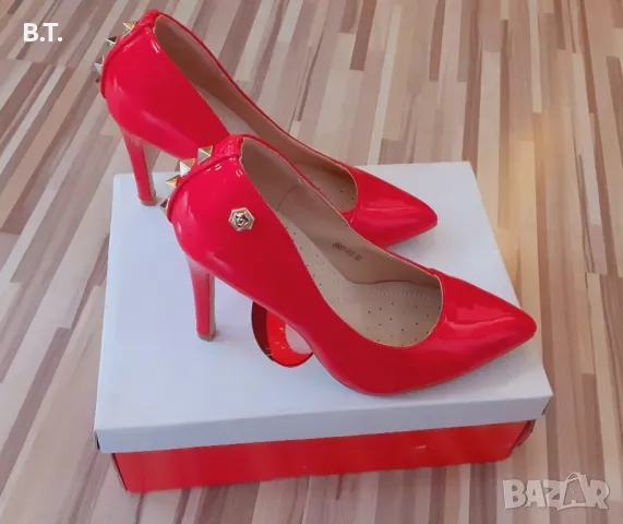 Продавам - Дамски лачени елегантни, червени обувки - 35 номер, снимка 3 - Дамски елегантни обувки - 48081109