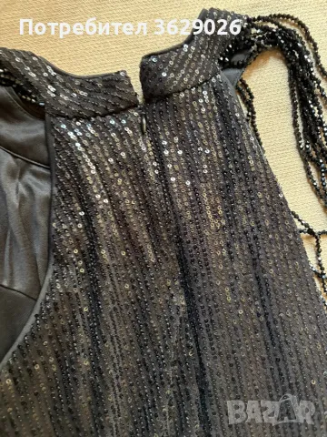 Черна пайетена рокля, снимка 4 - Рокли - 50153174