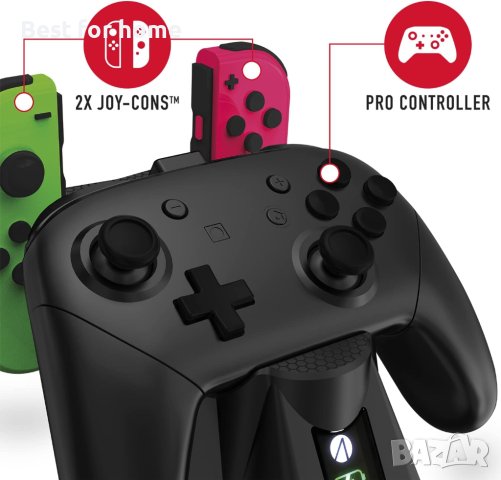 SW-C100 Двойна станция за зареждане, съвместима с Wireless Pro и Switch Joy Con контролер, снимка 3 - Аксесоари - 42521320