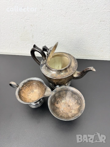Посребрен сервиз за чай - Шефилд, Англия. №8055, снимка 4 - Антикварни и старинни предмети - 54037204