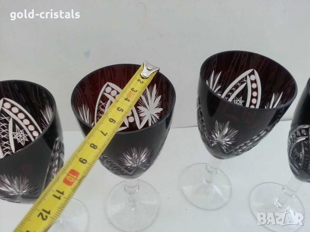 Кристални чаши цветен червен  кристал, снимка 5 - Чаши - 31070642