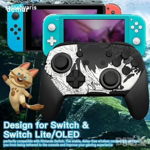 Безжичен контролер за Switch/Switch Lite/Switch OLED, с двойна вибрация, снимка 6 - Аксесоари - 49811698