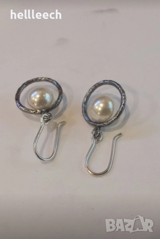 Сребърни обеци с перли, снимка 4 - Обеци - 52669328