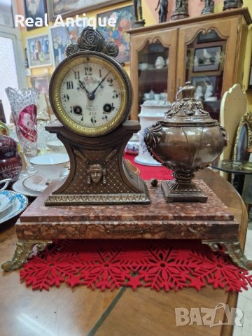 Красив антикварен френски каминен часовник , снимка 10 - Антикварни и старинни предмети - 42685578
