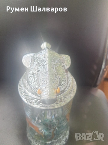 Баварска халба за бира с ловен мотив, снимка 4 - Други - 54158096