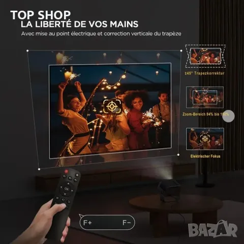 Висококачествен Проектор Jimveo 1080p Full HD  WiFi 6 и Bluetooth 5.2 Преносим проектор, снимка 17 - Плейъри, домашно кино, прожектори - 49049650