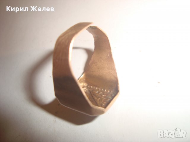 СТАРИНЕН ДЪЛБОКО ПОЗЛАТЕН МАЙСТОРСКИ МЪЖКИ ПРЪСТЕН БРОНЗ и СРЕБРО РЪЧНО ОРНАМЕНТИРАН РЯДЪК 14184, снимка 11 - Пръстени - 30700889
