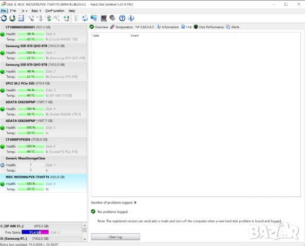 500GB 2.5 inch HDD Western Digital Blue WD5000LPVX | SATA | 100% Живот | Тестван |5400RPM|твърд диск, снимка 10 - Твърди дискове - 53937091