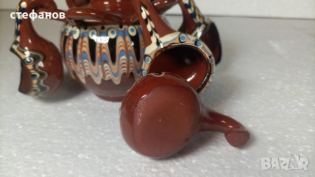 Керамичен комплект за греяна ракия, кратунки 6 бр и павурче, снимка 3 - Чаши - 52188695