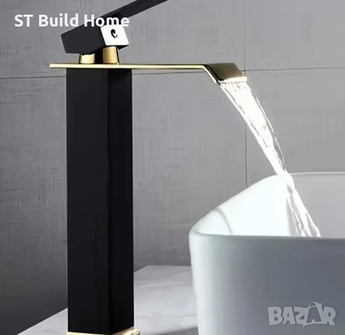 Черен и златист смесител с изтеглящ душ , снимка 3 - Смесители - 50891410