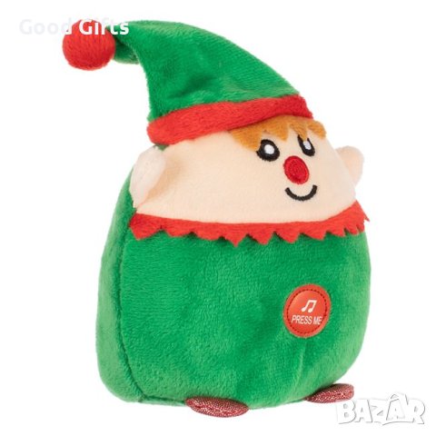 Коледен плюшен елф със звук, 12см, снимка 2 - Плюшени играчки - 42781004