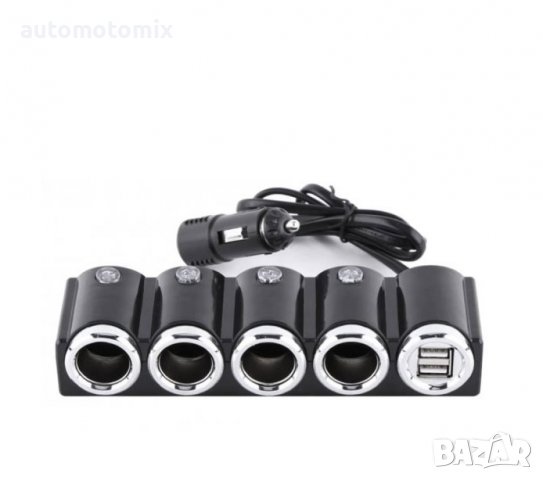 РАЗКЛОНИТЕЛ ЗА ЗАПАЛКА С 4ГНЕЗДА и 2USB порта - 1504