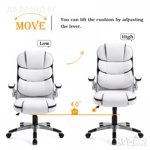 Ергономичен офис стол с мека седалка и облегалка YMS-2332-WHITE, снимка 8 - Столове - 35474639