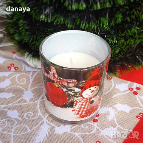 1808 Коледна ароматизирана свещ в чаша Happy Christmas, снимка 5 - Декорация за дома - 30707097