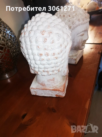 Две красиви антик бюст глава на Буда - ръчно изработени, снимка 5 - Други стоки за дома - 53925608