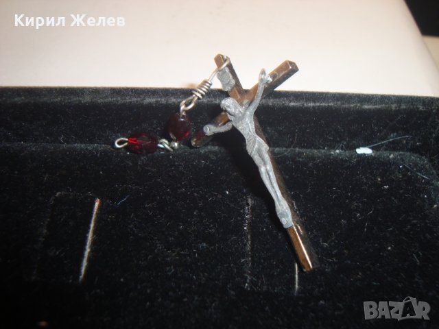 СТАРО СРЕБРИСТО РАЗПЯТИЕ НАГРЪДНО КРЪСТ с КРИСТАЛИ 3859, снимка 5 - Колиета, медальони, синджири - 30580722