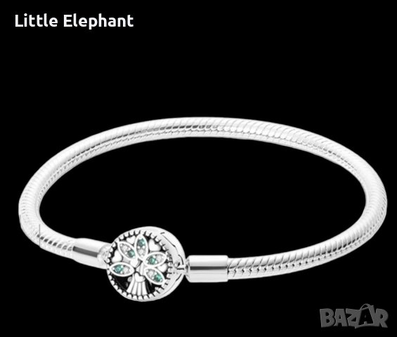 Сребърна гривна Пандора,змийска плетка,"Small tree of life",17 см/нова