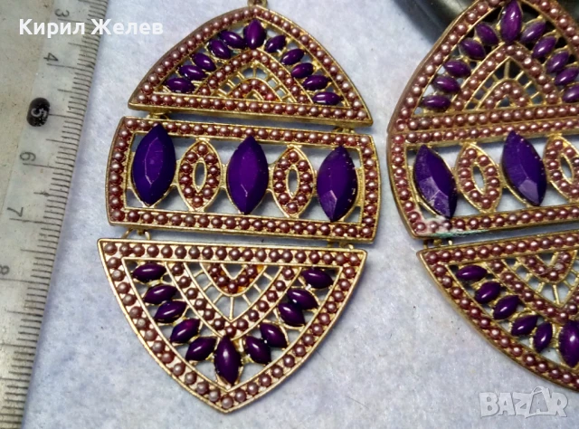 КРАСИВИ ГОЛЕМИ ЗЛАТИСТИ ЕТНО АРТ СТИЛ АЖУРНИ МЕДНИ ОБЕЦИ 10153, снимка 2 - Обеци - 51371654