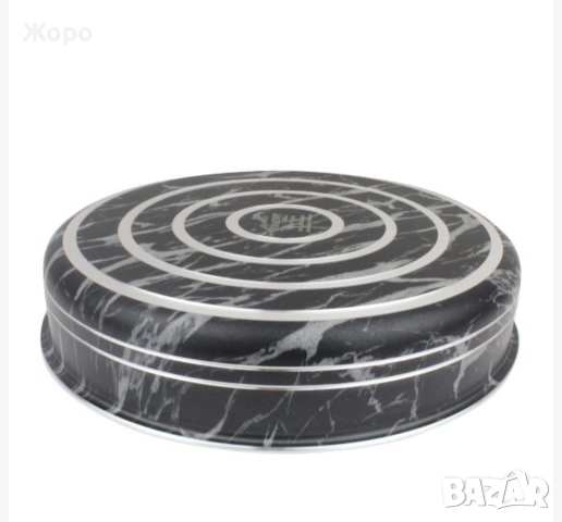 комплект кръгли тави ЕЛЕКОМ черно бял мрамор три размера Ф28,32,36см, снимка 5 - Съдове за готвене - 52628199