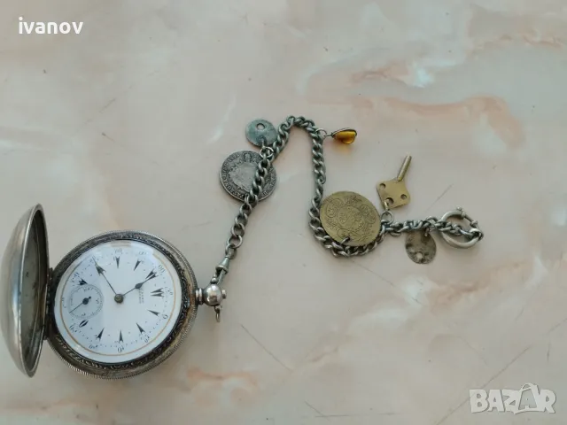 Турски джобен сребърен часовник с кюстек, снимка 8 - Джобни - 48142270